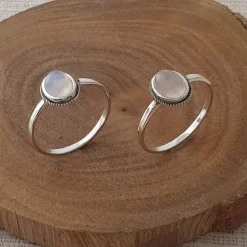 Studio Jewellery Gem Stone Rings | Rings-Rope Edge Oval Rose Quartz Silver Gemstone Ring