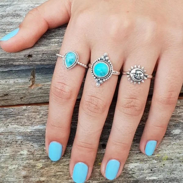 Studio Jewellery Gem Stone Rings | Rings-Round Blue Shell Silver Ring