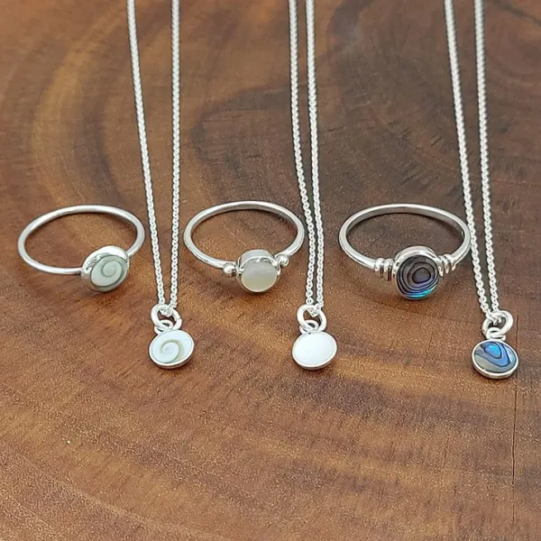 Studio Jewellery Necklaces-Shiva Shell Disc Charm Silver Pendant Necklace