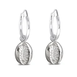 Studio Jewellery Hoop Earrings | Earrings-Silver Cowrie Hoop Earrings