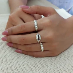 Studio Jewellery Rings-Silver Cowrie Ring