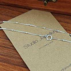 Studio Jewellery Necklaces-Silver Dot Box Chain Necklace