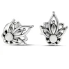 Studio Jewellery Earrings | Stud Earrings-Silver Mandala Flower Earrings Studs