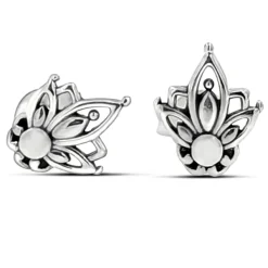 Studio Jewellery Earrings | Stud Earrings-Silver Mandala Flower Earrings Studs
