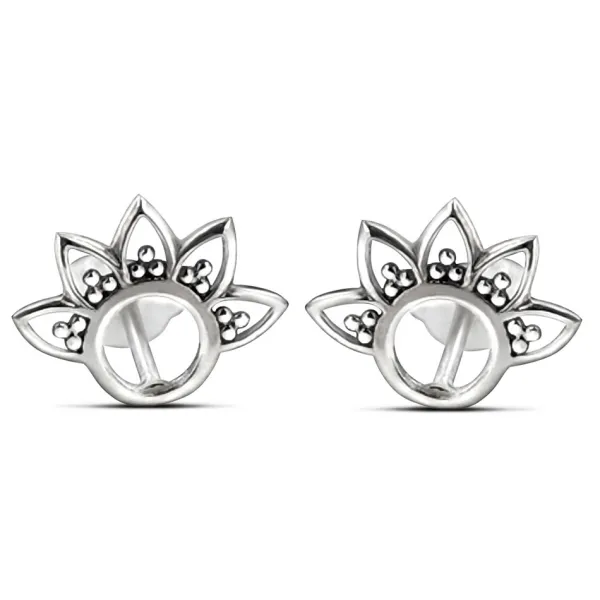 Studio Jewellery Stud Earrings | Earrings-Simple Mandala Silver Earring Studs