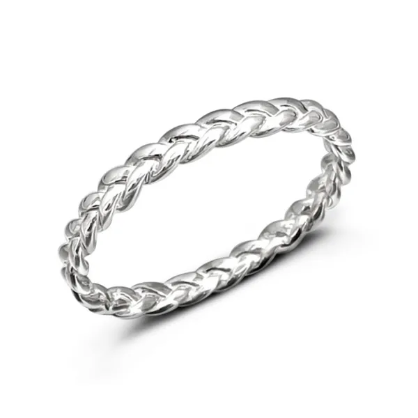 Studio Jewellery Feature & Stacker Rings | Rings-Slim Braid Silver Ring