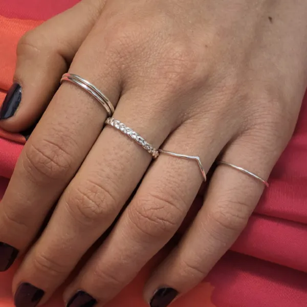 Studio Jewellery Feature & Stacker Rings | Rings-Slim Braid Silver Ring
