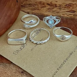 Studio Jewellery Feature & Stacker Rings | Rings-Slim Croissant Silver Ring