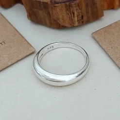 Studio Jewellery Rings-Slim Dome Silver Ring