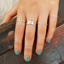 Studio Jewellery Feature & Stacker Rings | Rings-Slim 2mm Hammered Stacker Band