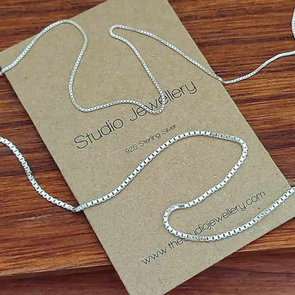 Studio Jewellery Necklaces-Slim Silver Box Chain Necklace