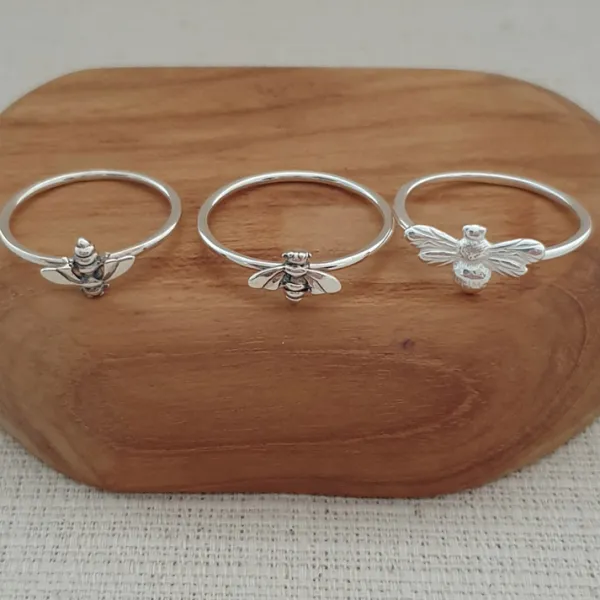 Studio Jewellery Feature & Stacker Rings | Rings-Small Bee Silver Ring