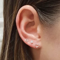 Studio Jewellery Stud Earrings | Earrings-Small Cut Out Beaded Heart Sterling Silver Earring Studs