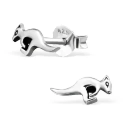 Studio Jewellery Stud Earrings | Earrings-Small Designer Kangaroo Silver Earring Studs