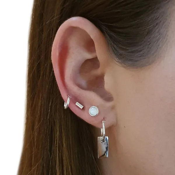 Studio Jewellery Stud Earrings | Earrings-Small Faux Fire Opal Circle Silver Stud Earrings
