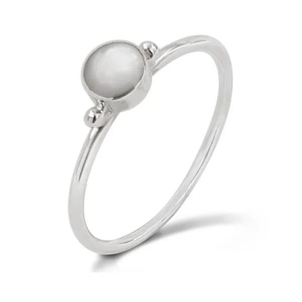 Studio Jewellery Gem Stone Rings | Rings-Small Fine Mother of Pearl Circle Silver Ring