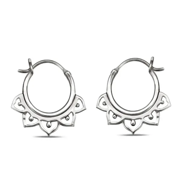 Studio Jewellery Earring Jackets And Threaders | Earrings-Small Mandala Silver Hoop Earrings