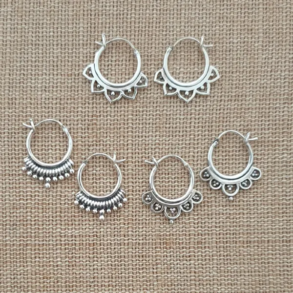 Studio Jewellery Earring Jackets And Threaders | Earrings-Small Mandala Silver Hoop Earrings