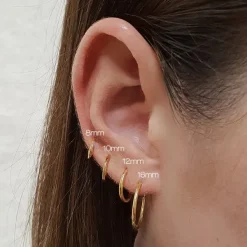 Studio Jewellery Hoop Earrings | Earrings-Small 8-16mm Gold on Sterling Silver Hoop Sleeper Earrings