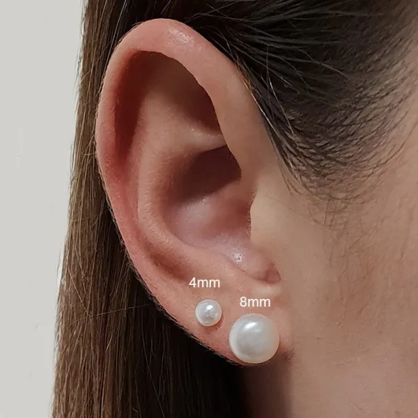 Studio Jewellery Stud Earrings | Earrings-Small 4mm Sterling Silver Freshwater Pearl Earring Studs