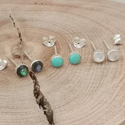 Studio Jewellery Stud Earrings | Earrings-Small Mother of Pearl Shell Silver Stud Earrings