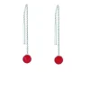 Studio Jewellery Earring Jackets And Threaders | Earrings-Small Red Disc and Bar Threader Silver Earrings