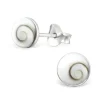 Studio Jewellery Stud Earrings | Earrings-Small Round Shiva Shell Swirl Silver Earring Studs