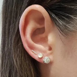 Studio Jewellery Stud Earrings | Earrings-Small Round Shiva Shell Swirl Silver Earring Studs