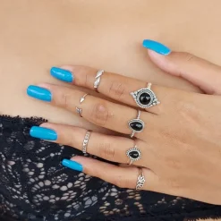 Studio Jewellery Gem Stone Rings | Rings-Small Water Drop Onyx Sterling Silver Ring