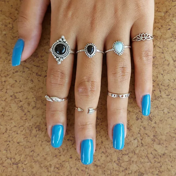 Studio Jewellery Gem Stone Rings | Rings-Small Water Drop Onyx Sterling Silver Ring