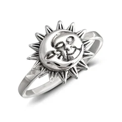 Studio Jewellery Feature & Stacker Rings | Rings-Smiling Sun and Moon Silver Ring
