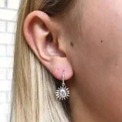 Studio Jewellery Hoop Earrings | Earrings-Smiling Sun Silver Hoop Earrings