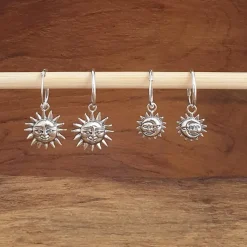 Studio Jewellery Hoop Earrings | Earrings-Smiling Sun Silver Hoop Earrings