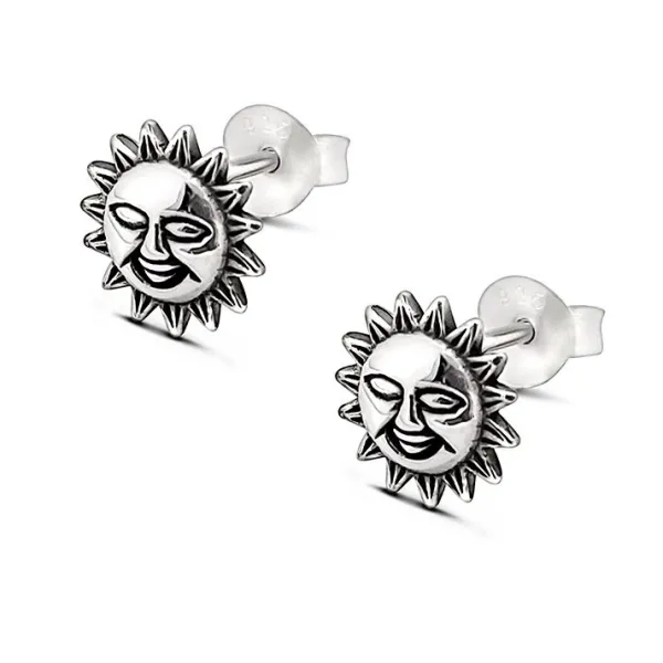 Studio Jewellery Stud Earrings | Earrings-Smiling Sun Silver Stud Earrings