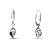Studio Jewellery Hoop Earrings | Earrings-Smooth Cone Shell Silver Hoop Charm Earrings