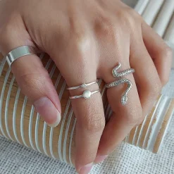Studio Jewellery Feature & Stacker Rings | Rings-Snake Silver Ring