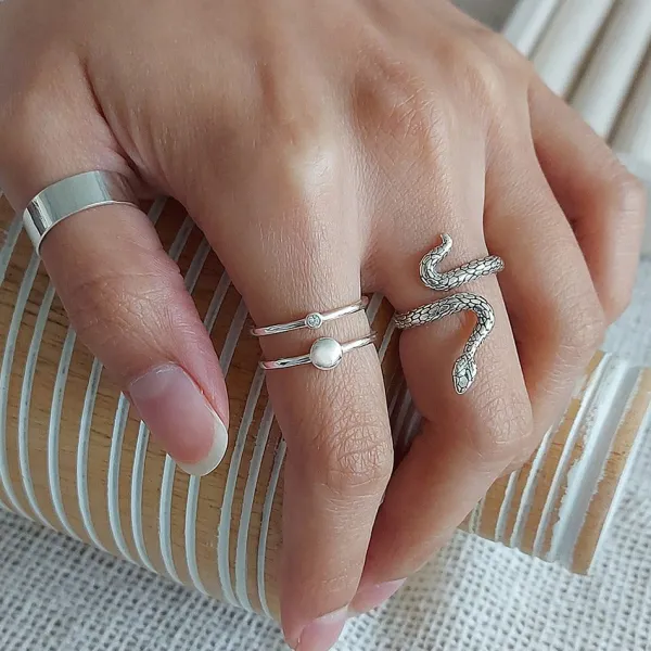 Studio Jewellery Feature & Stacker Rings | Rings-Snake Silver Ring
