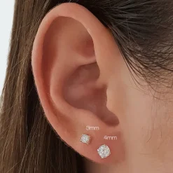 Studio Jewellery Stud Earrings | Earrings-Solid Sterling Silver 4mm CZ Earring Studs