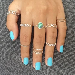 Studio Jewellery Feature & Stacker Rings | Rings-Square Chain Silver Ring