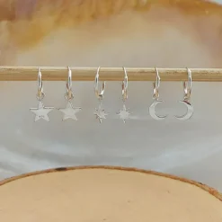 Studio Jewellery Hoop Earrings | Earrings-Star Charm Hoop Earrings