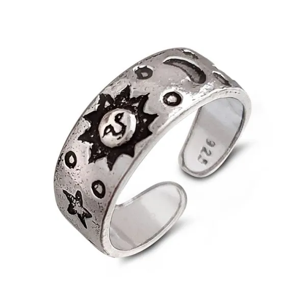 Studio Jewellery Midi And Knuckle Rings | Rings-Star Moon Sun Silver Knuckle Ring
