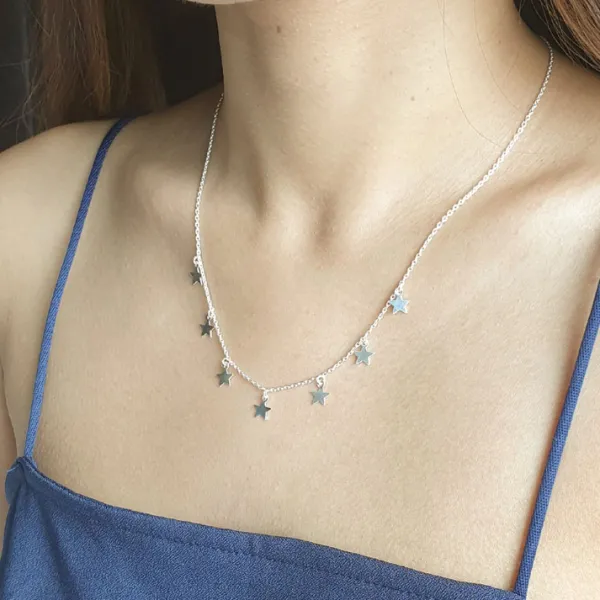 Studio Jewellery Necklaces-7 Stars Silver Necklace