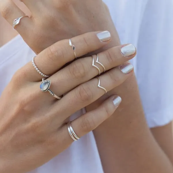 Studio Jewellery Midi And Knuckle Rings | Rings-Sterling Silver Fine V Chevron Ring