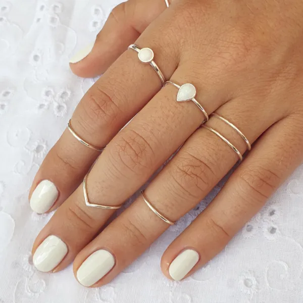 Studio Jewellery Midi And Knuckle Rings | Rings-Sterling Silver Fine V Chevron Ring