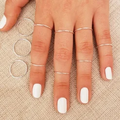 Studio Jewellery Midi And Knuckle Rings | Rings-Sterling Silver Super Fine Simple Ring