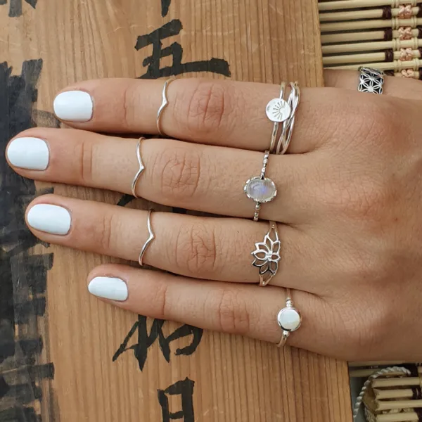 Studio Jewellery Feature & Stacker Rings | Rings-Sunrise Disc Silver Ring