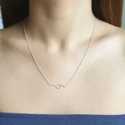 Studio Jewellery Necklaces-Surf Wave Silver Necklace