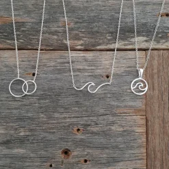 Studio Jewellery Necklaces-Surf Wave Silver Necklace