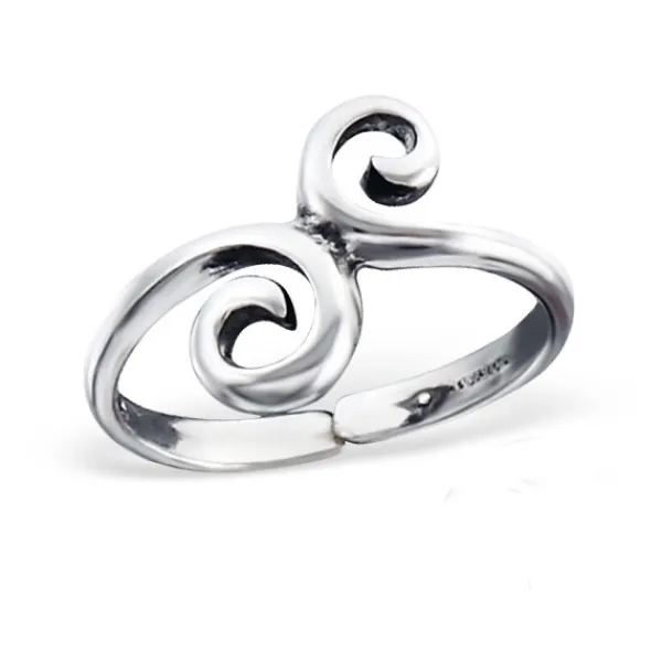 Studio Jewellery Midi And Knuckle Rings | Rings-Swirl Adjustable Midi Sterling Silver Ring