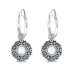 Studio Jewellery Hoop Earrings | Earrings-Swirly Mandala Silver Hoop Earrings